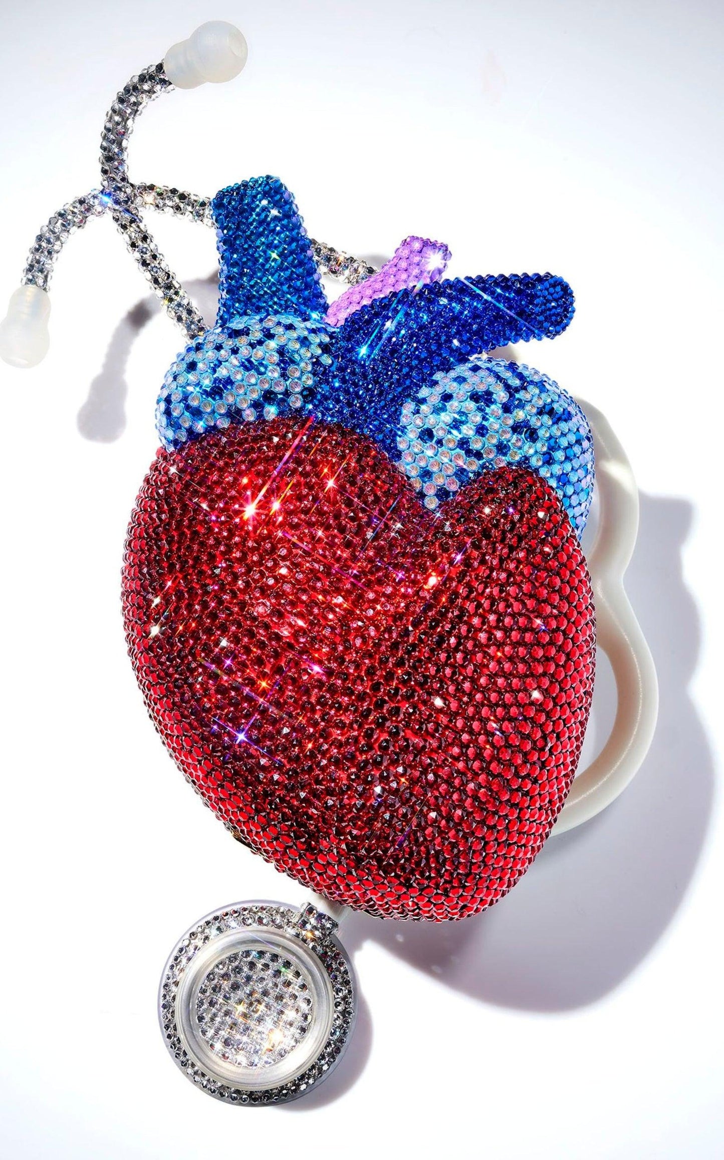 Pochette Broadway decorata con cristalli a forma di cuore