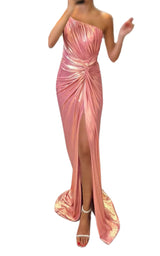 Pink Metallic Cocktail Prom Dress