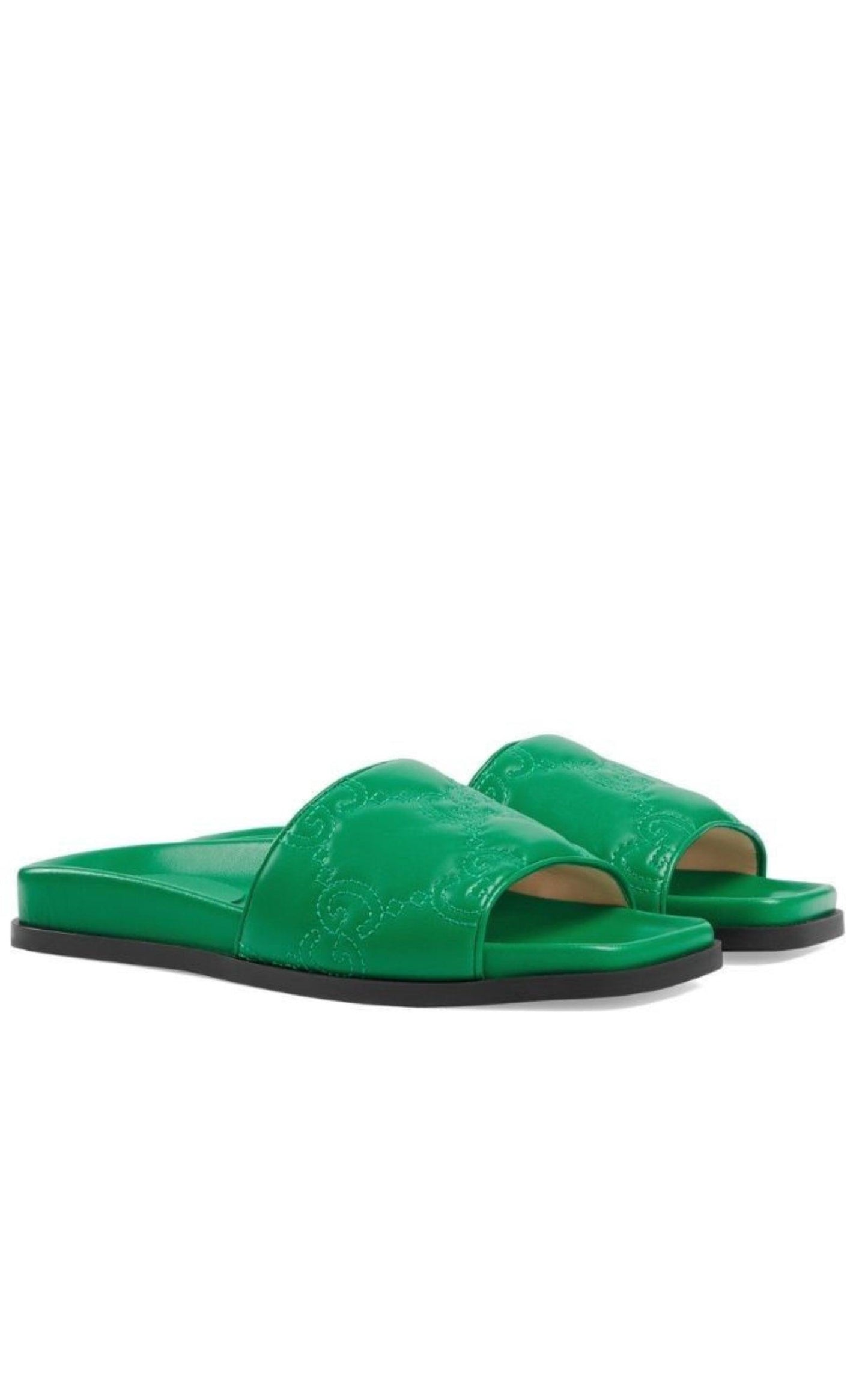 Sandalo Slide Gg Matelassé Verde