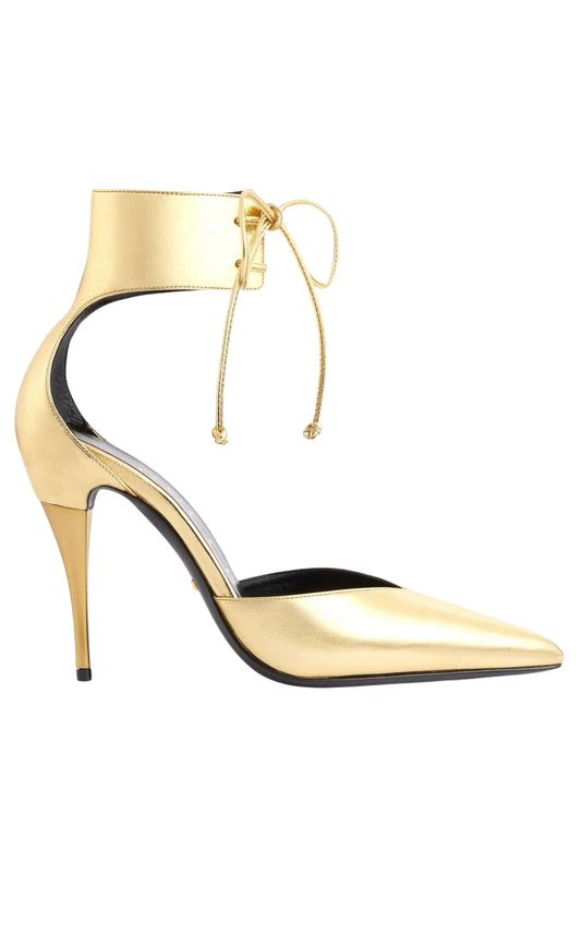 Zapatos de tacón Priscilla de cuero brillante en dorado