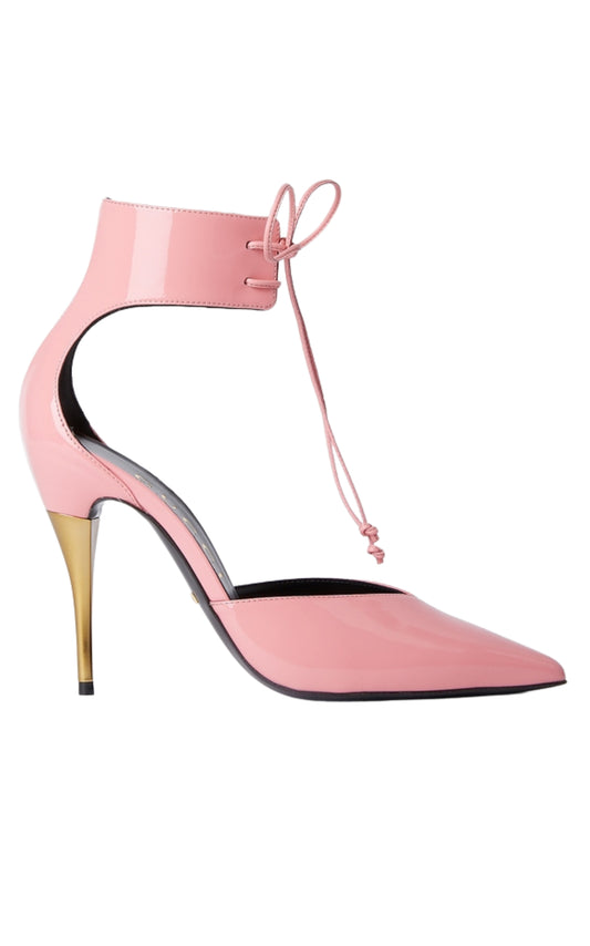 Priscilla Glossed-Leather Pumps in Pink