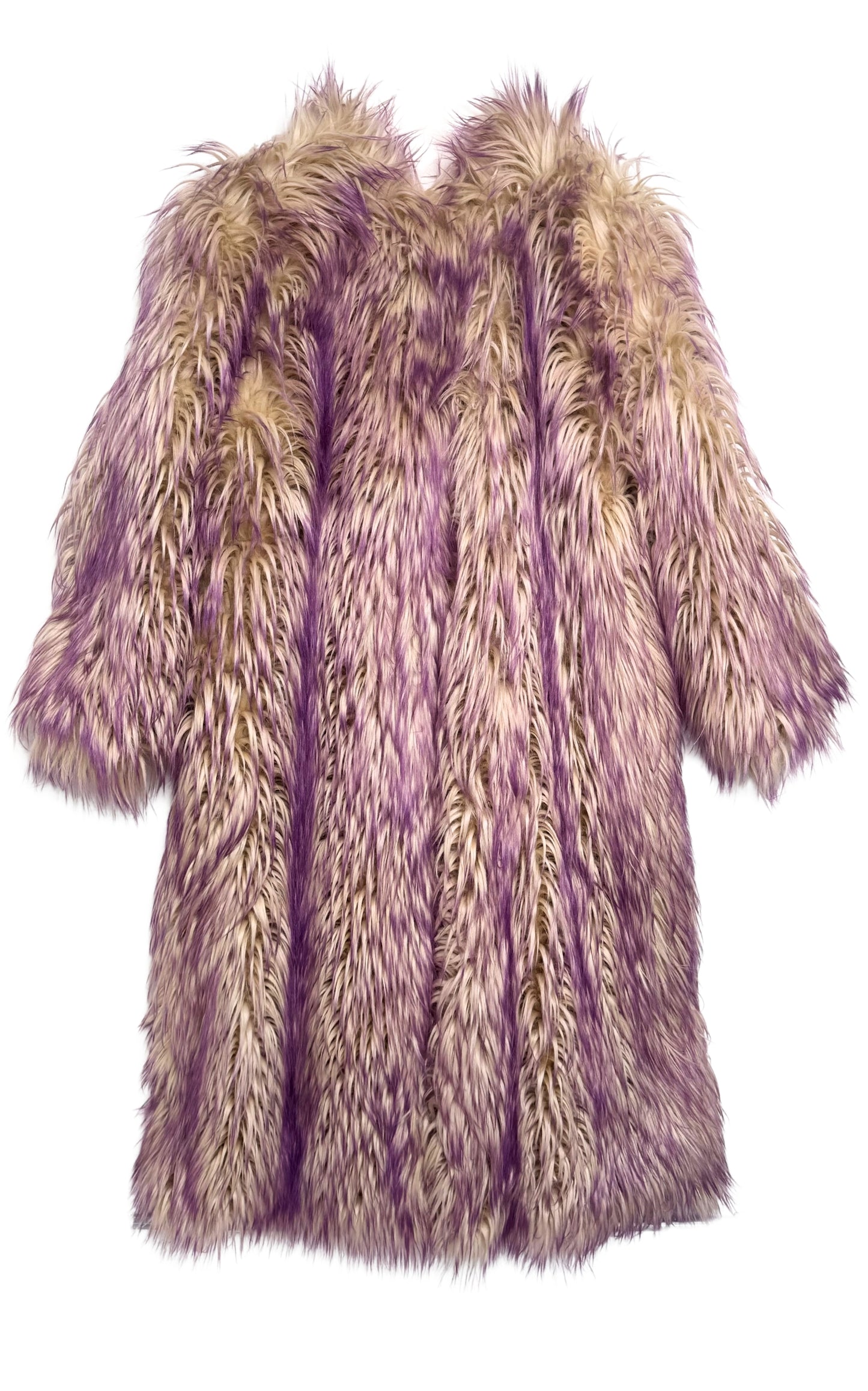 Faux Fur Coat with Contrast Colored Tips