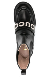 Ornella Logo Applique Leather Ankle Boots