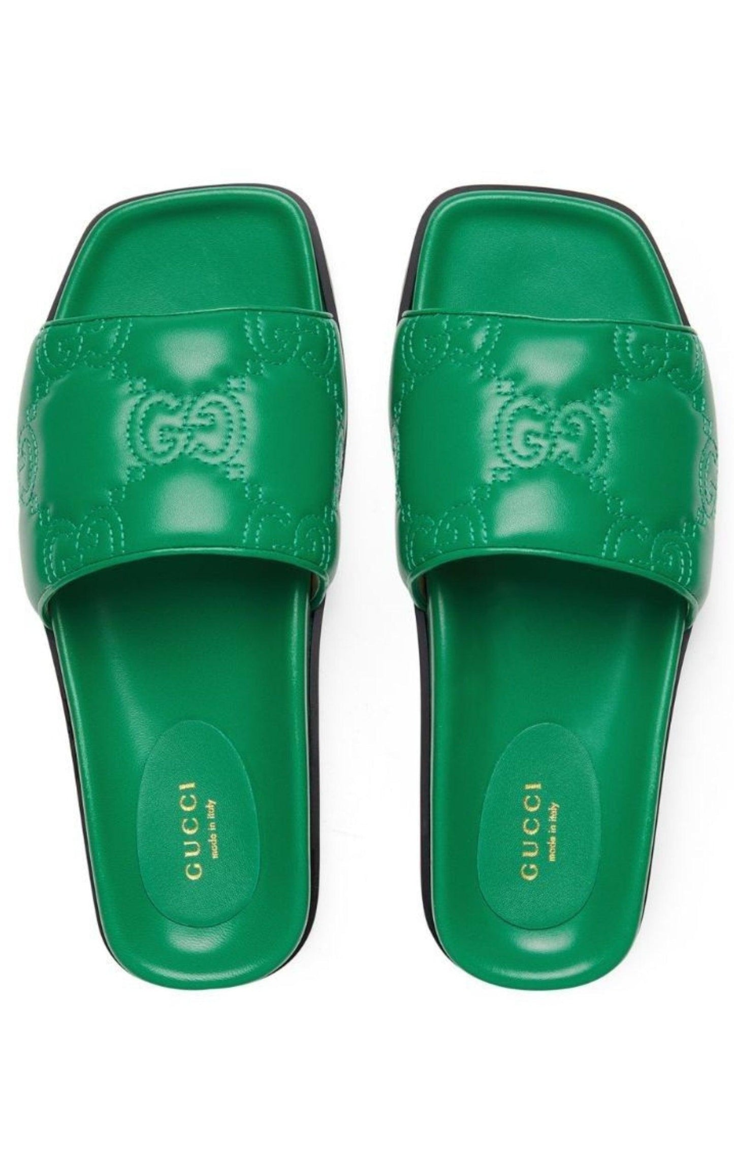 Gg Matelassé Slide Sandal I Grönt