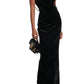 Pearl-embellished velvet gown-Maxi Dresses-Balmain-FR 40-Black-Viscose-Runway Catalog