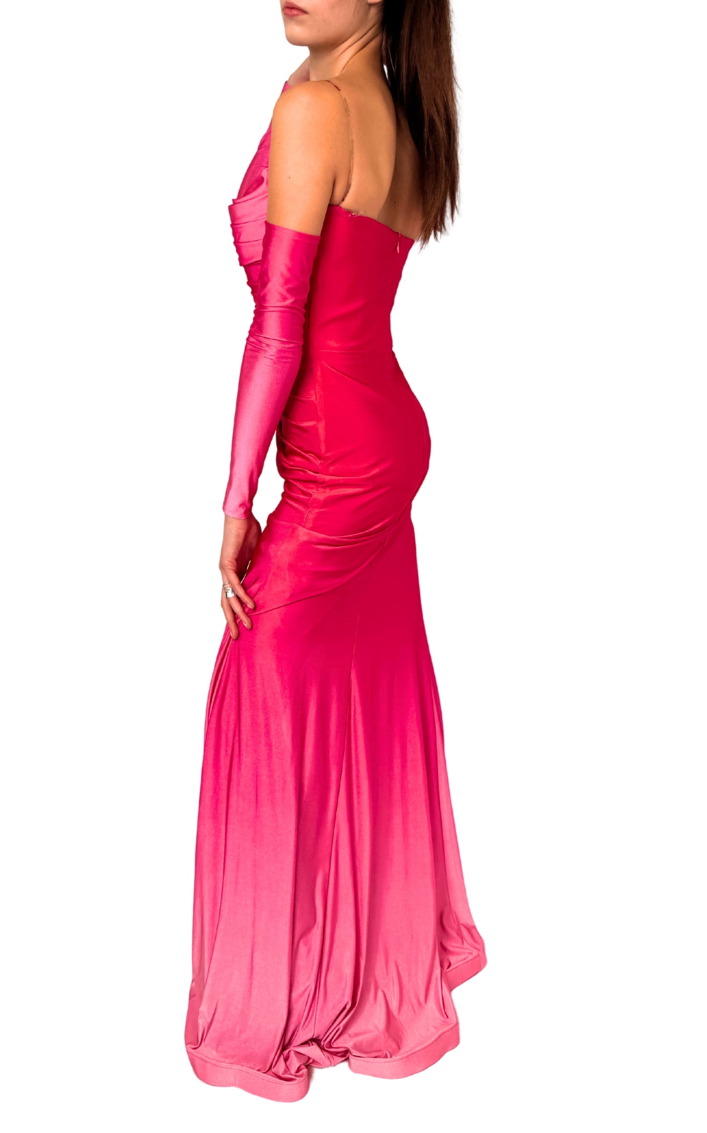 Rosa Ombre-Kleid mit Strassverzierung