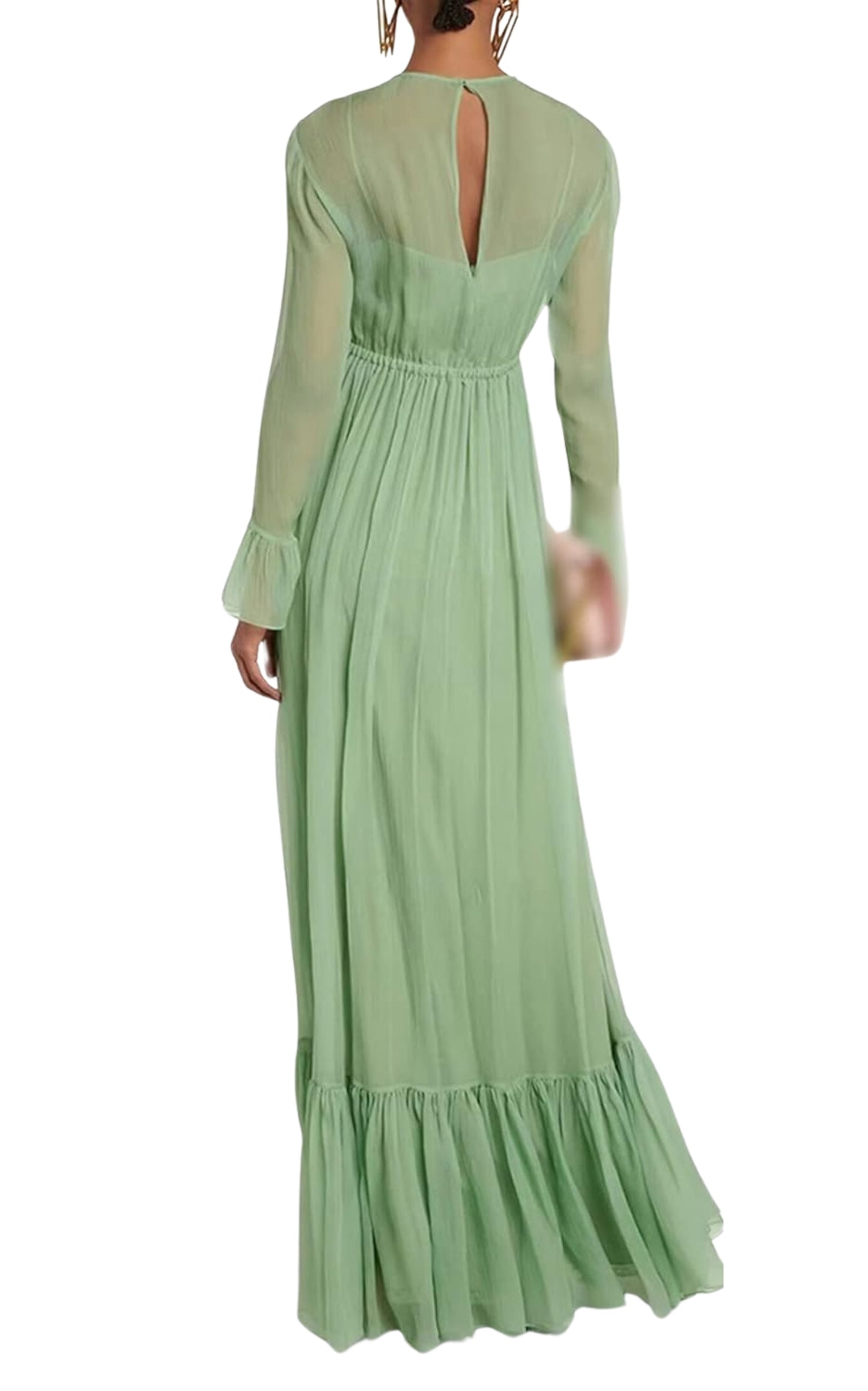 Robe en mousseline de soie verte