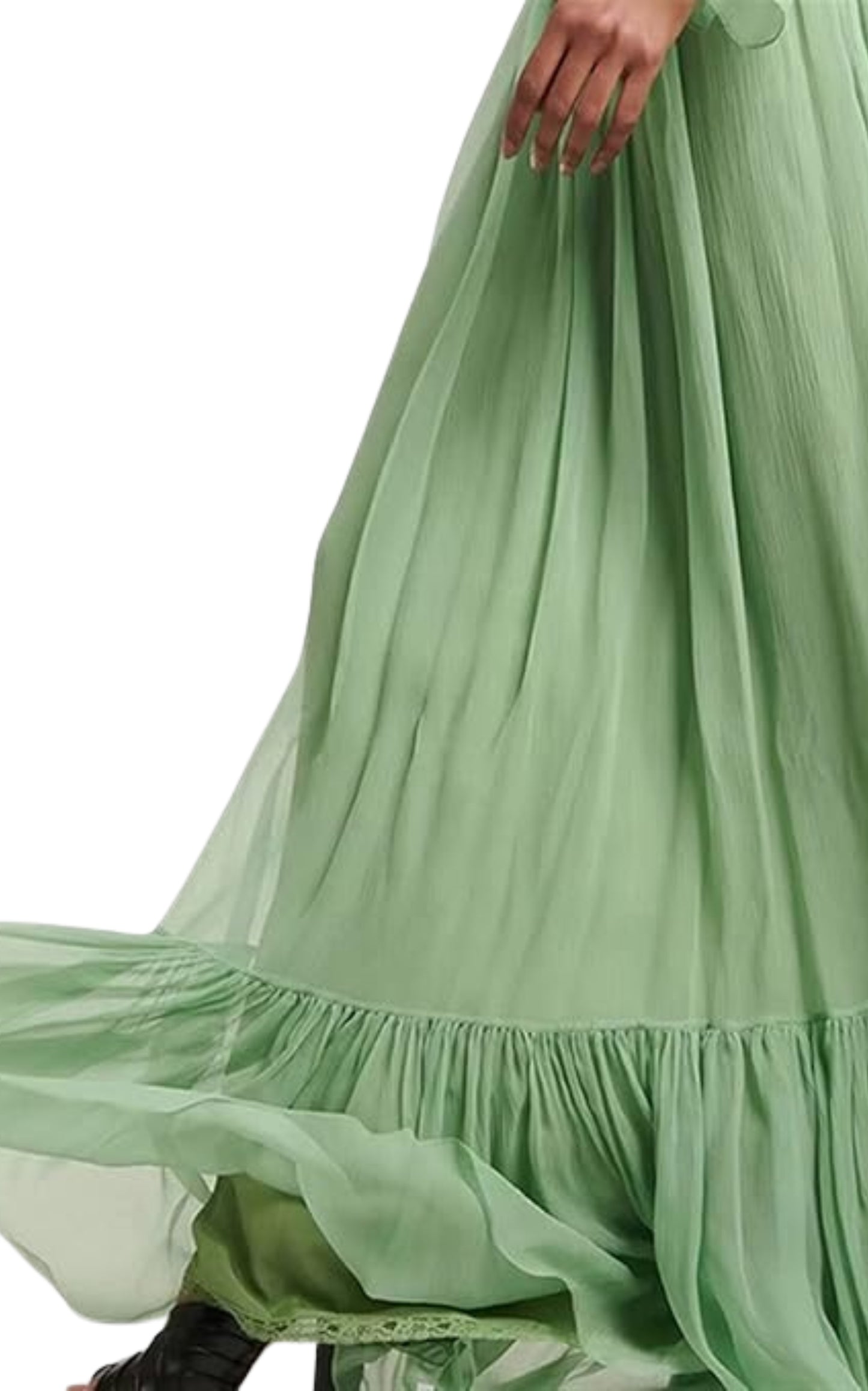 Robe en mousseline de soie verte