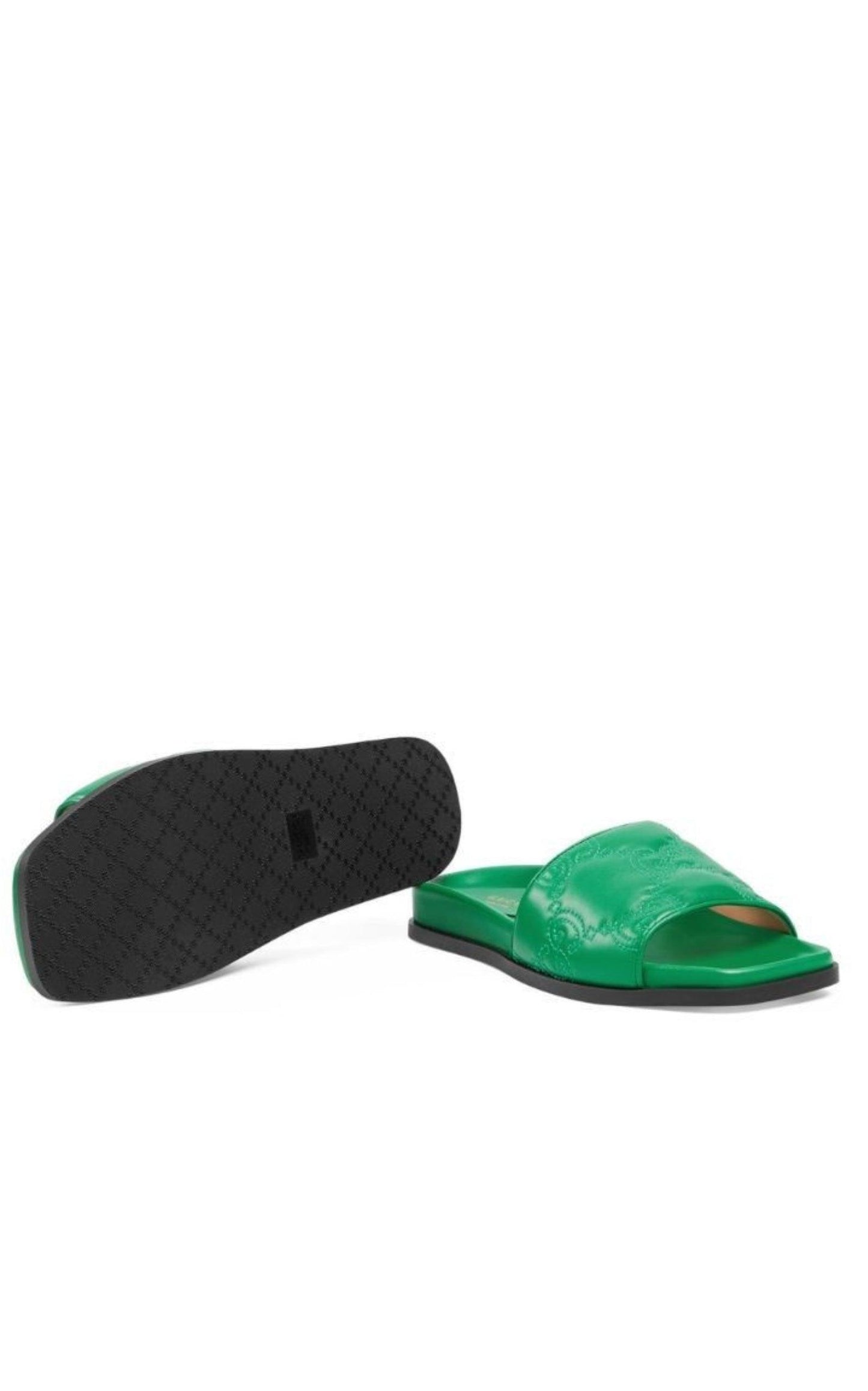 Gg Matelassé Slide Sandal I Grönt