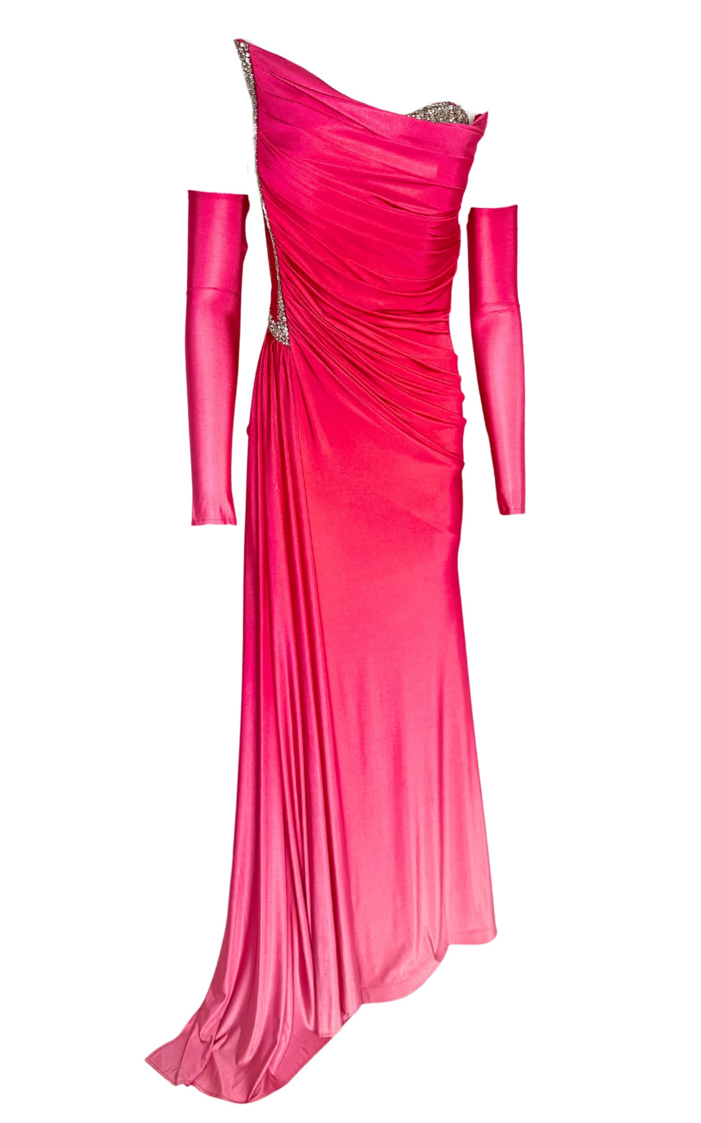 Rosa Ombre-Kleid mit Strassverzierung