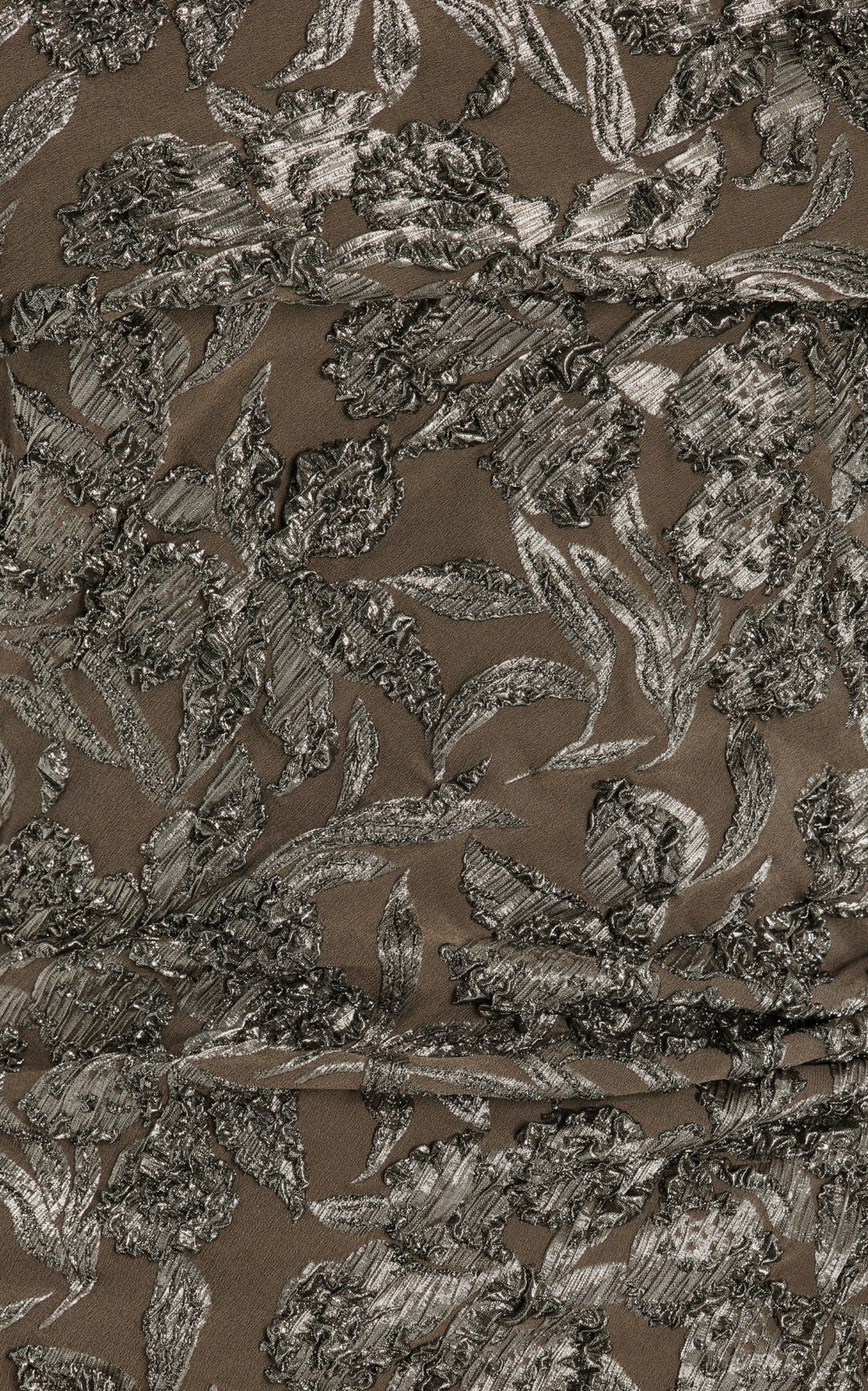 Abito midi in jacquard floreale metallizzato