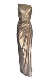 Goldenes Metallic-Cocktail-Abschlussballkleid