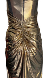 Goldenes Metallic-Cocktail-Abschlussballkleid