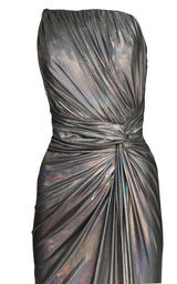 Silver Metallic Cocktail Prom Dress