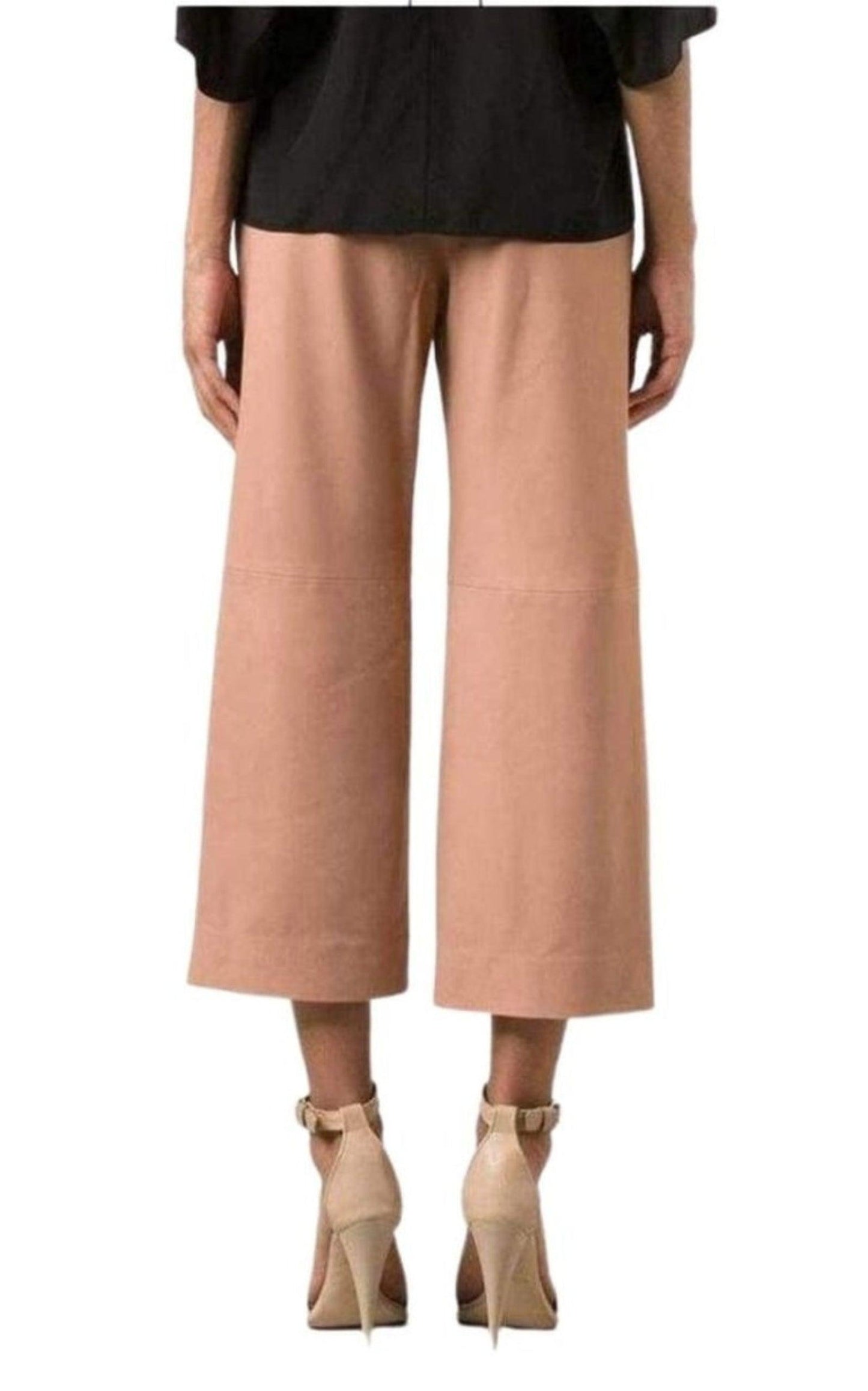  ChloeBeige Leather Cropped Pants - Runway Catalog