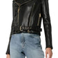  BalmainBlack Buckle Belt Leather Jacket - Runway Catalog