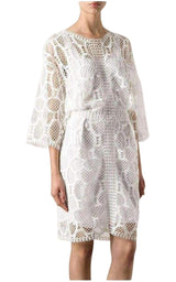 Copy of Crochet Lace Cotton Dress-Mini Dresses-Chloe-FR 38-White-Synthetics-Runway Catalog