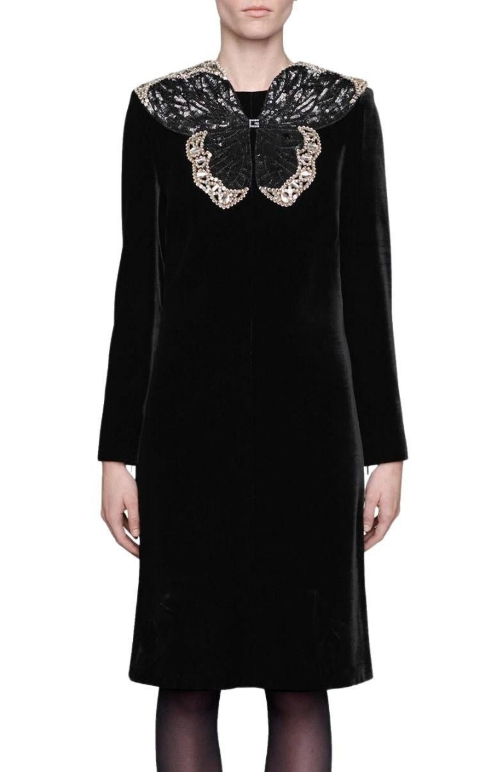  GucciCrystal And Sequinned Butterfly Velvet Dress - Runway Catalog