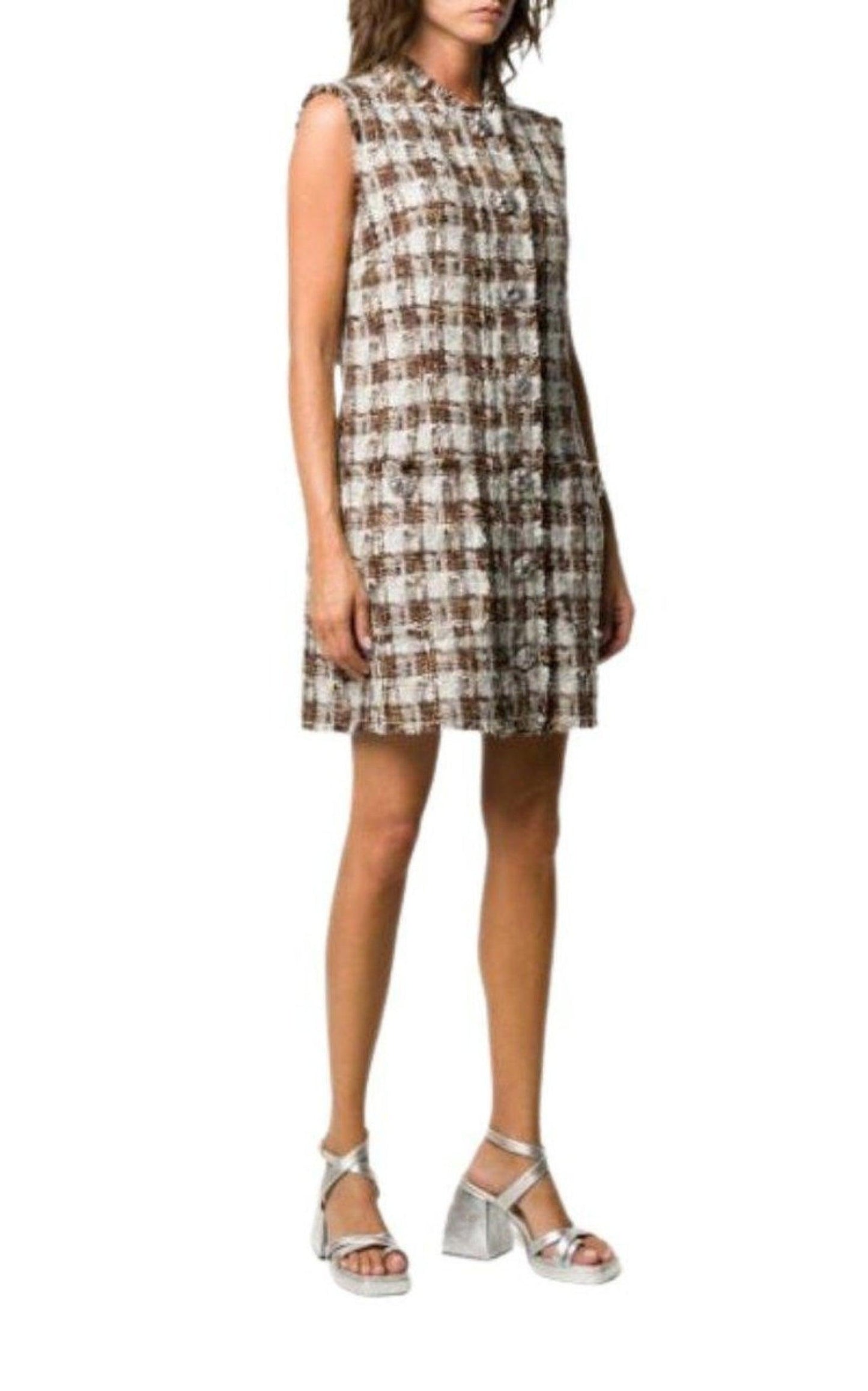  Dolce & GabbanaEmbellished Checked Tweed Shift Dress - Runway Catalog