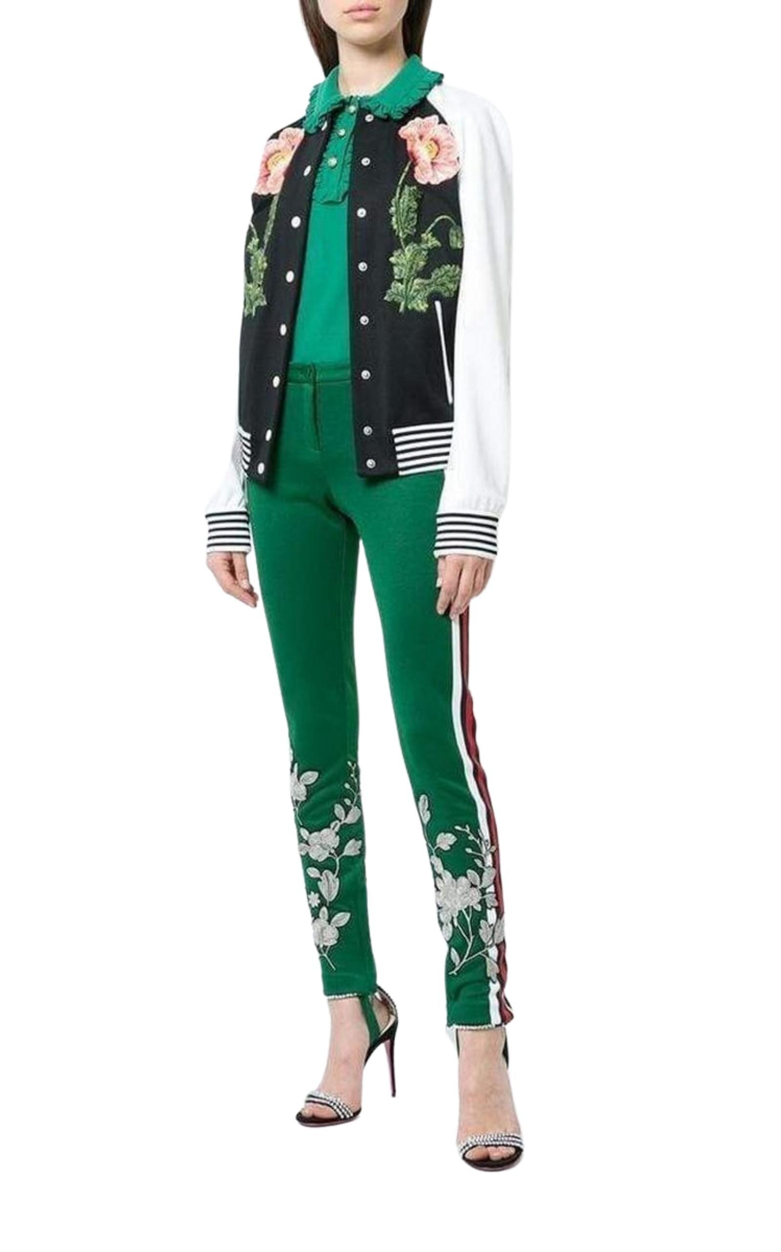  GucciEmbroidered Jersey Stirrup Leggings - Runway Catalog