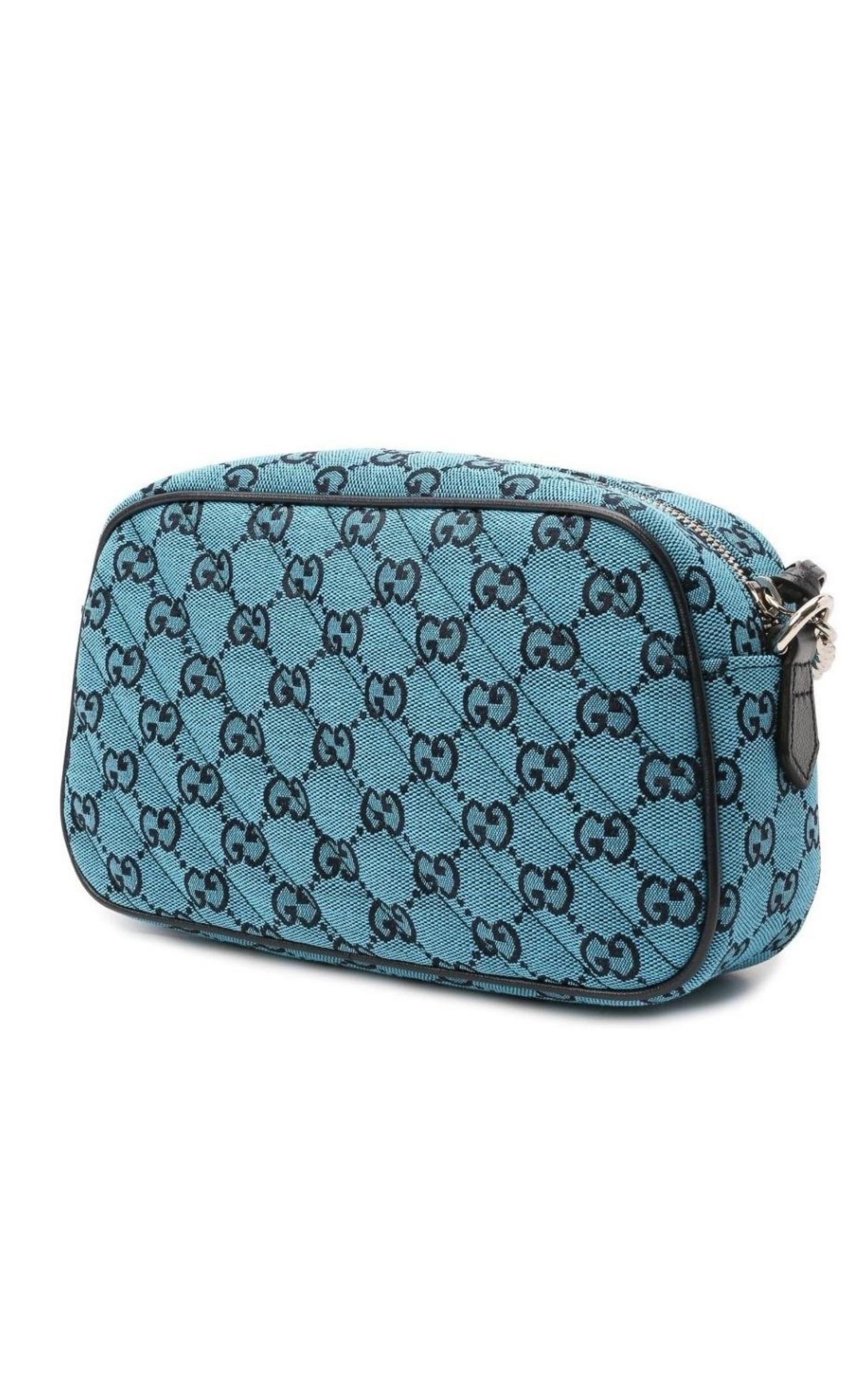  GucciGG Marmont Quilted Crossbody Bag in Blue - Runway Catalog