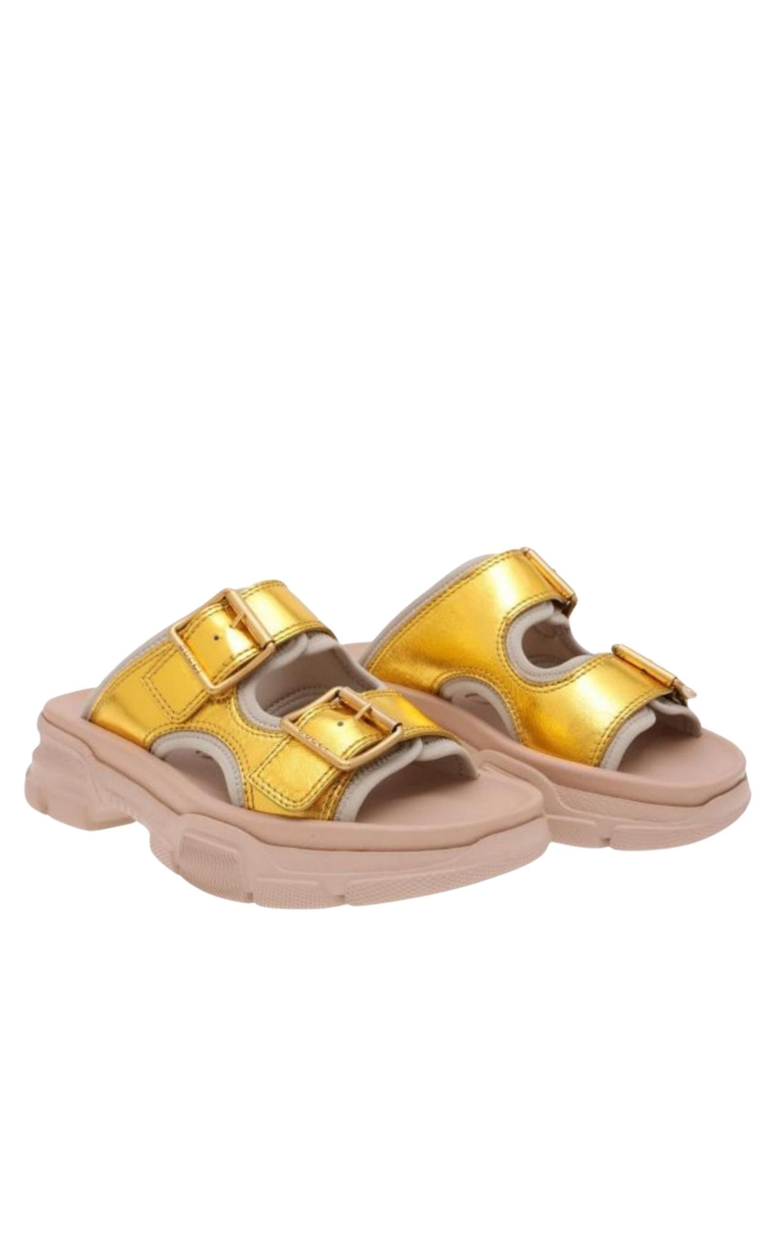  GucciLeather Chunky Slide Sandals - Runway Catalog