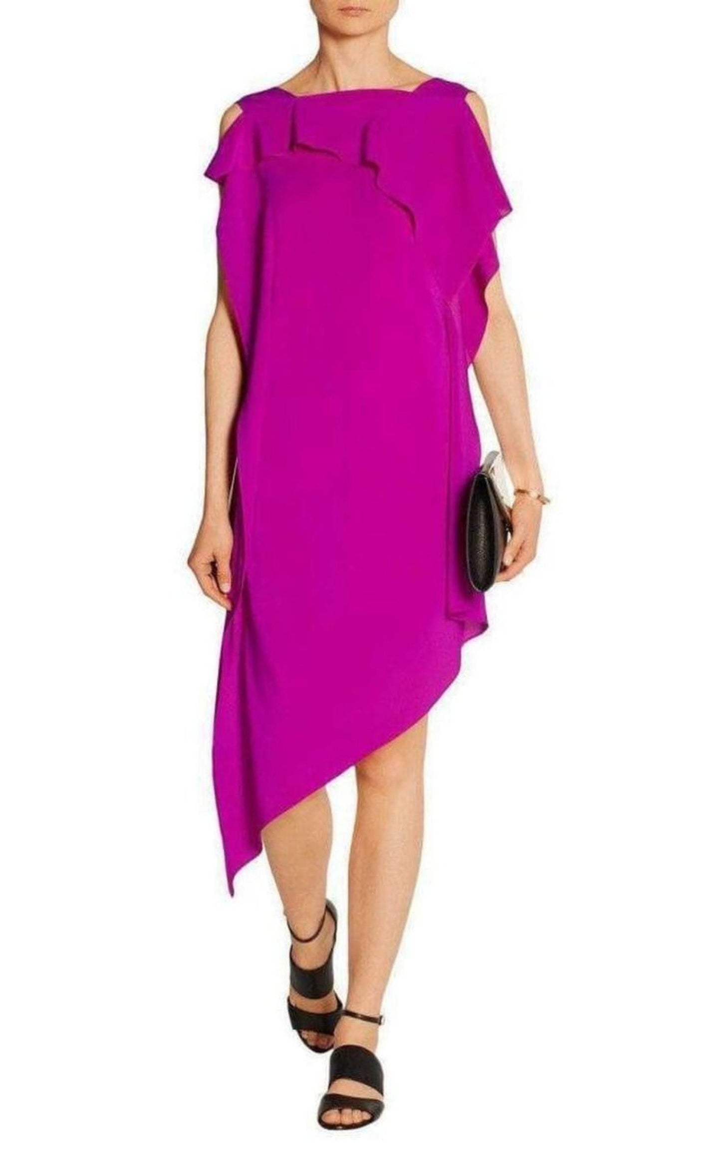 Barrow Asymmetric Silk Crepe de Chine Dress Acne Studios