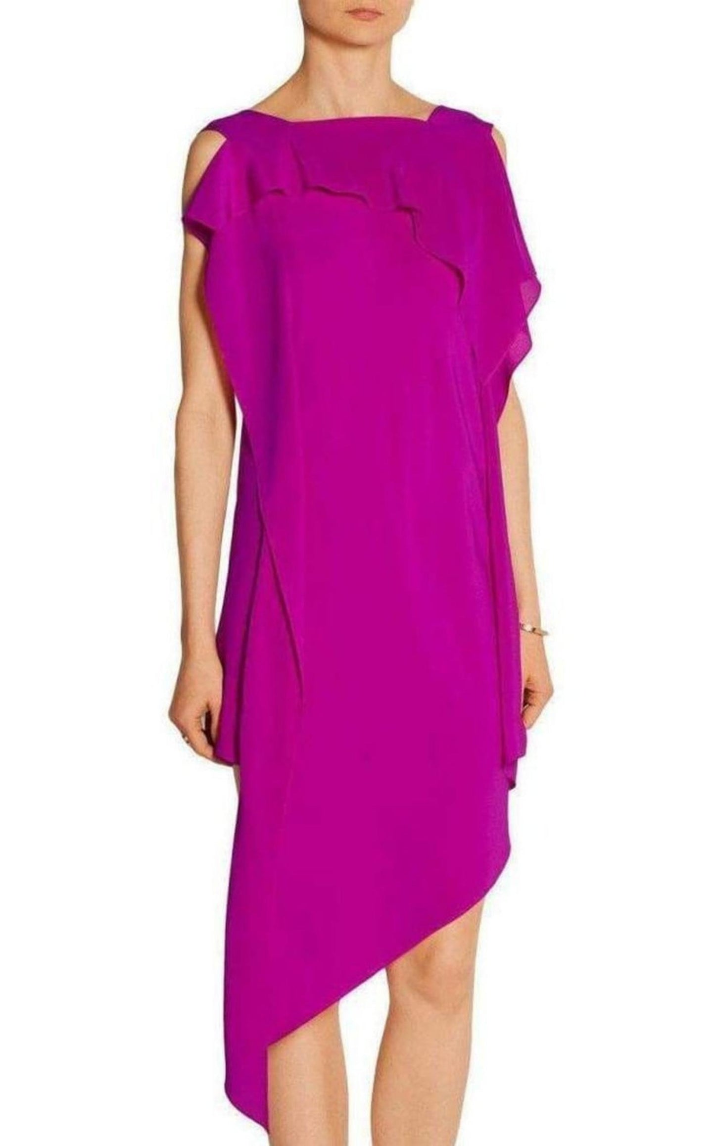 Barrow Asymmetric Silk Crepe de Chine Dress Acne Studios