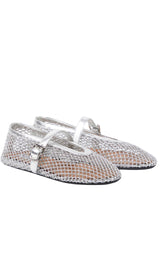 Metallic Fishnet Mary Jane Flats Alaïa