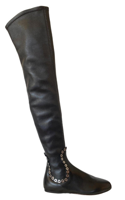 Over Knee Studded Flat Boots Alaïa