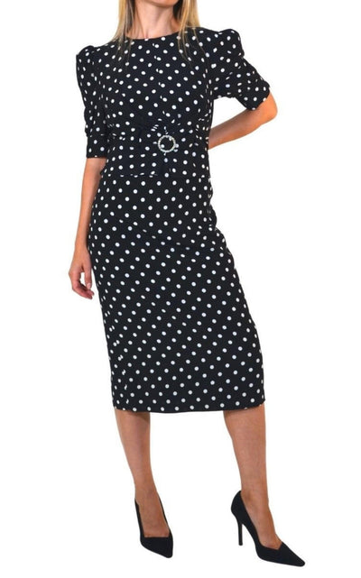 Black Polka Dot Fitted Silk Dress Alessandra Rich