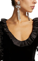 Crystal Bow Drop Clip-On Earrings Alessandra Rich