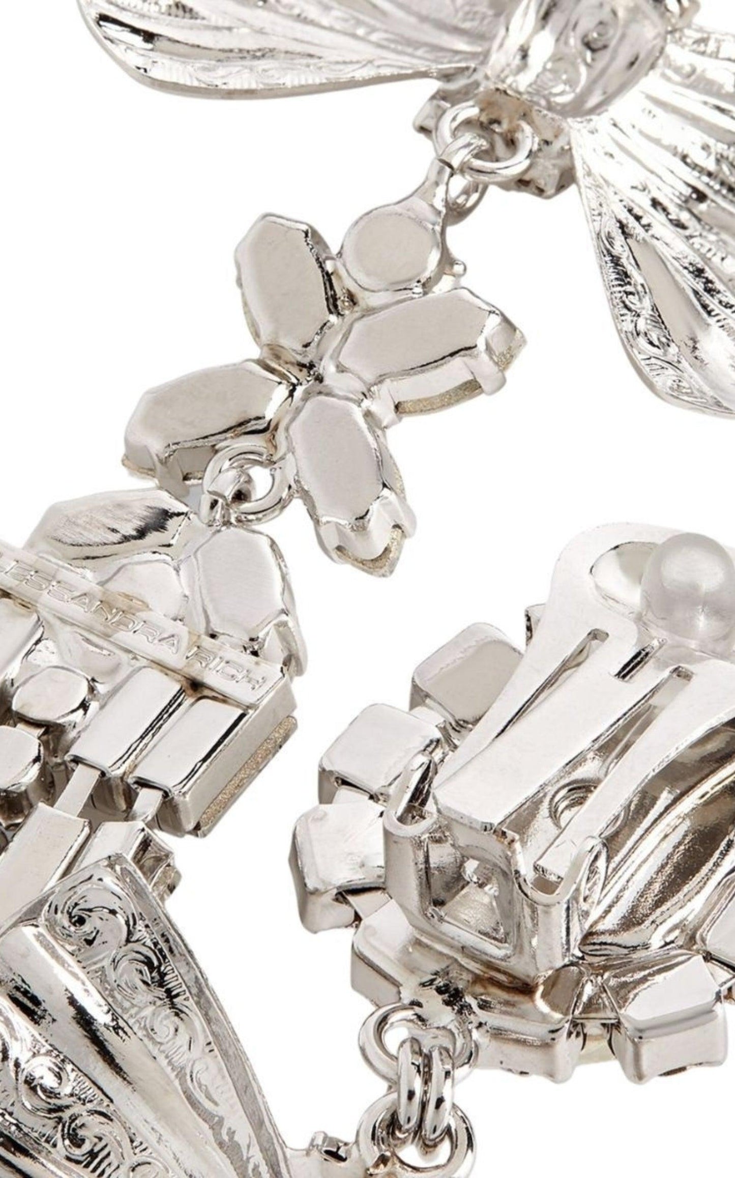 Crystal Bow Drop Clip-On Earrings Alessandra Rich