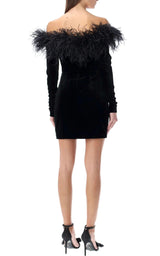 Feather-trim Velvet Mini Dress Alessandra Rich