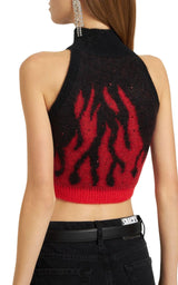 Flames Jacquard Knit Crop Top Alessandra Rich