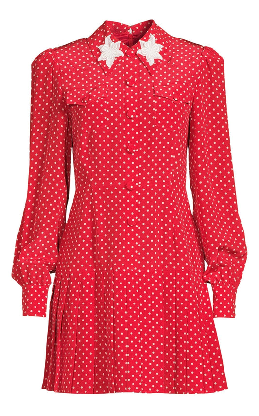 Polka Dot Print Silk Shirt Dress Alessandra Rich