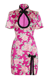 Rose-Print Silk Satin Mini Dress Alessandra Rich