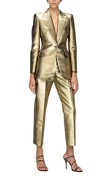 Metallic Moire Cigarette Pants Alexander McQueen