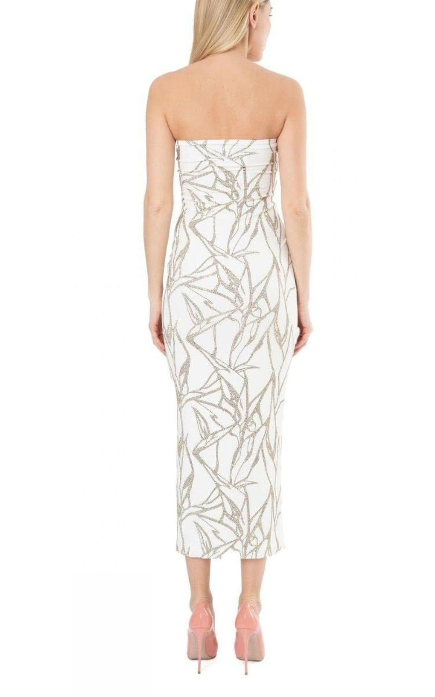 White Beaded Strapless Midi Dress Alexandre Vauthier