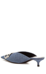 BB Denim Kitten-Heel Mules Balenciaga