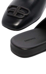 Black BB Logo Leather Slipper Shoes Balenciaga