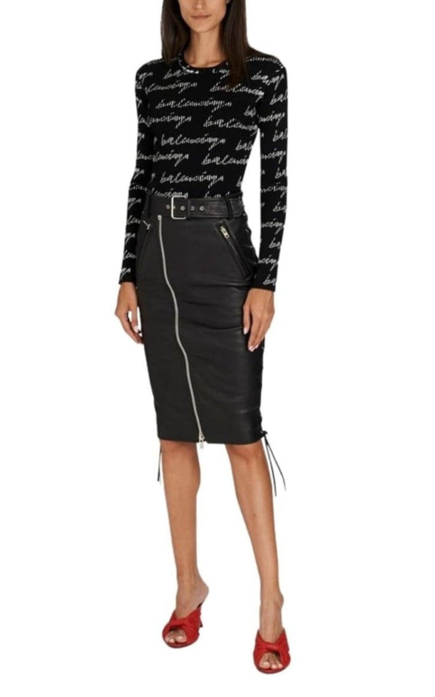 Leather Pencil Skirt Balenciaga