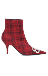 Logo Plaid Canvas Ankle Boots Balenciaga