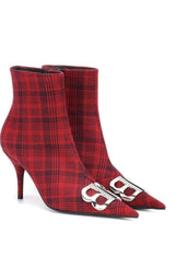 Logo Plaid Canvas Ankle Boots Balenciaga