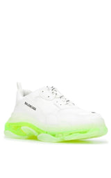 White Triple S Leather and Mesh Sneakers Balenciaga