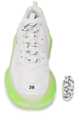 White Triple S Leather and Mesh Sneakers Balenciaga