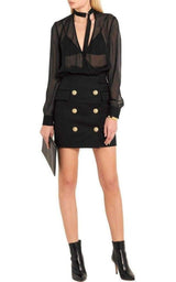 Black Buttoned Mini Skirt Balmain