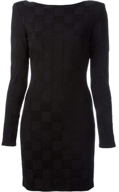 Check Jacquard Deep V-Back Dress Balmain