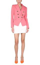 Balmain Coral Double-breasted Wool Blazer