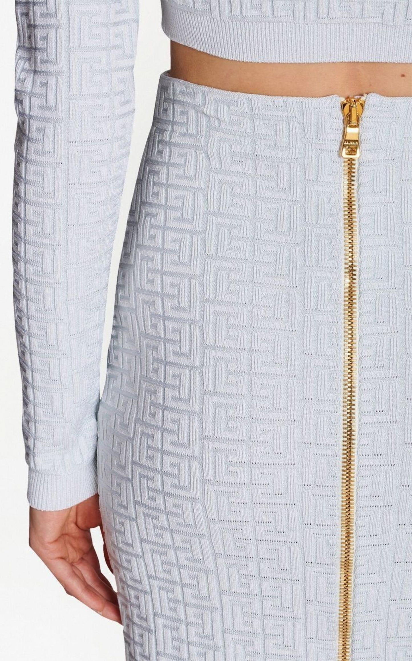 Embossed Monogram Midi Skirt Balmain